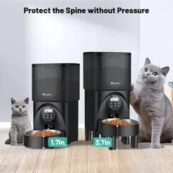 Automatic Cat Feeders, Cat Food Dispenser With Desiccant Bag, 19 Cup Automatic Dog Feeder With Stainless Steel Bowl & Heightening Feet, Easy Set Up To 20 Portions 4 Meals Per Day & 10s Voice Recorder -Pet Products Shop 51akQ6lFFuL