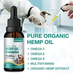 RiRywony Hemp Oil For Dogs And Cats - Help Pet Anxiety Stress Pain Arthritis Aggressive Relax Sleep Allergies Seizure Calming Relief - Treats Chews Drops For Joint & Hip Health - Made In USA -Pet Products Shop 51aknYMqwkL