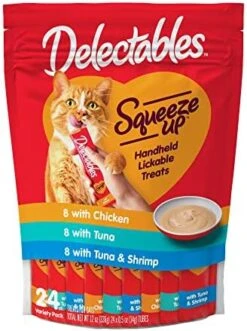 Hartz Delectables Squeeze Up Interactive Lickable Wet Cat Treats For Adult & Senior Cats, Tuna & Shrimp, 24 Count, 12 Ounces -Pet Products Shop 51csppGxu7L. AC
