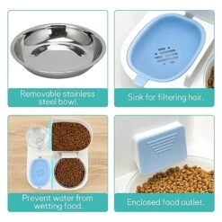 Fhiny Gravity Cat Feeder And Water Dispenser, 2 In 1 Automatic Pet Waterer Detachable Stainless Steel Food Bowls Set Pet Food Storage For Small Dog Puppy Cat Kitten Pet Easy Clean 12 Fhiny Gravity Cat Feeder And Water Dispenser, 2 In 1 Automatic Pet Waterer Detachable Stainless Steel Food Bowls Set Pet Food Storage For Small Dog Puppy Cat Kitten Pet Easy Clean -Pet Products Shop 51dPIRhLY3L