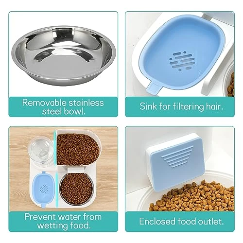 Fhiny Gravity Cat Feeder And Water Dispenser, 2 In 1 Automatic Pet Waterer Detachable Stainless Steel Food Bowls Set Pet Food Storage For Small Dog Puppy Cat Kitten Pet Easy Clean 6 Fhiny Gravity Cat Feeder And Water Dispenser, 2 In 1 Automatic Pet Waterer Detachable Stainless Steel Food Bowls Set Pet Food Storage For Small Dog Puppy Cat Kitten Pet Easy Clean - Image 4