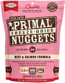 Primal Freeze Dried Cat Food Nuggets Beef & Salmon, Complete & Balanced Scoop & Serve Healthy Grain Free Raw Cat Food, Crafted In The USA (5.5 Oz) -Pet Products Shop 51dkjdAyptL. AC