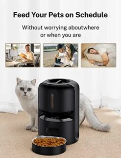 SHareconn Timed Automatic Cat Feeders - 4L Dry Food Dispenser For Cat & Dog, Up To 120 Portions 6 Meals Per Day Pet Feeder, With Desiccant Bag Feeding Bowl Dual Power & 10S Voice Recorder Dog Feeder -Pet Products Shop 51drkGoOHXL