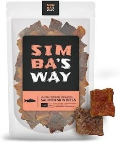 SIMBA'S WAY - Salmon Skin Bites Dog And Cat Treats, Organic Human Grade, Single Ingredient, All Natural, Grain-Free, No Preservatives, Made In The USA. [ 3 .oz ] [ 2 Pack ] -Pet Products Shop 51e3IgzOLWL. AC