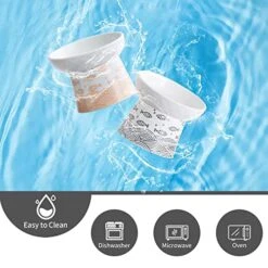 TAMAYKIM Tilted Ceramic Elevated Cat Bowls, Raised Food And Water Bowl Set For Kitty Cats And Small Dogs, Porcelain Elevated Stress Free Feeding Pet Bowl Dish, Black & Orange, Set Of 2 -Pet Products Shop 51f0rSdB90L