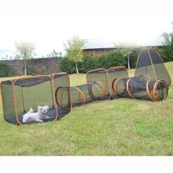 Outdoor Large Cat Tunnel, 6-in-1 Outdoor Cat Enclosures Tunnels, Indoor/Outdoor Pop Up Pet Playpen, For Cats, Rabbits Ferrets, Small Animals