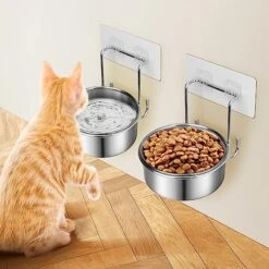 OFFKITSLY Elevated Cat Bowls, Raised Cat Food And Water Bowls No Spill, Wall Mounted Cat Food Dish Stainless Steel Elevated Pet Bowls Feeder For Cats And Small Dogs 14 OFFKITSLY Elevated Cat Bowls, Raised Cat Food And Water Bowls No Spill, Wall Mounted Cat Food Dish Stainless Steel Elevated Pet Bowls Feeder For Cats And Small Dogs -Pet Products Shop 51gtmPmNMSL