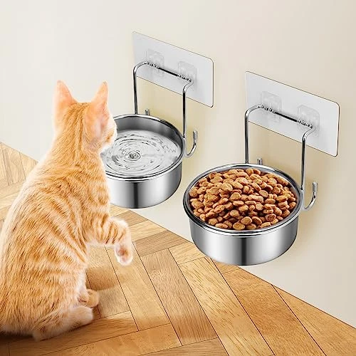 OFFKITSLY Elevated Cat Bowls, Raised Cat Food And Water Bowls No Spill, Wall Mounted Cat Food Dish Stainless Steel Elevated Pet Bowls Feeder For Cats And Small Dogs 8 OFFKITSLY Elevated Cat Bowls, Raised Cat Food And Water Bowls No Spill, Wall Mounted Cat Food Dish Stainless Steel Elevated Pet Bowls Feeder For Cats And Small Dogs - Image 7