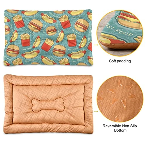 Food Hamburger Fries Hotdog Dog Bed Cat Bed Soft Comfortable Pet Bed Non-Slip Calming Kennel Pad For Small Medium Large Dogs Cats 2116481 4 Food Hamburger Fries Hotdog Dog Bed Cat Bed Soft Comfortable Pet Bed Non-Slip Calming Kennel Pad For Small Medium Large Dogs Cats 2116481 - Image 2