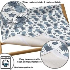 Lunarable Pineapple Pet Hammock, Vintage Fruit Pattern With Flowers Summer Exotic Food Art Print, Bed For Kittens Canopy With Durable Wooden Frame, 22" X 19 1/2" X 13", Slate Blue White -Pet Products Shop 51icUyF7eJL