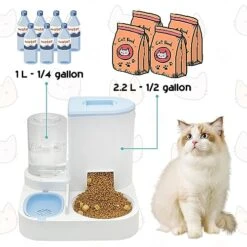 Fhiny Gravity Cat Feeder And Water Dispenser, 2 In 1 Automatic Pet Waterer Detachable Stainless Steel Food Bowls Set Pet Food Storage For Small Dog Puppy Cat Kitten Pet Easy Clean 11 Fhiny Gravity Cat Feeder And Water Dispenser, 2 In 1 Automatic Pet Waterer Detachable Stainless Steel Food Bowls Set Pet Food Storage For Small Dog Puppy Cat Kitten Pet Easy Clean -Pet Products Shop 51iht9o4tSL