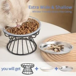 Elevated Cat Bowls,6.5" Extra Wide Raised Ceramic Cat Food Bowls With Anti-Slip Metal Stand Whisker Friendly Stainless Steel Pet Food Dishes For Indoor Cats And Small Dogs 9 Elevated Cat Bowls,6.5" Extra Wide Raised Ceramic Cat Food Bowls With Anti-Slip Metal Stand Whisker Friendly Stainless Steel Pet Food Dishes For Indoor Cats And Small Dogs -Pet Products Shop 51jb8jqmRwL
