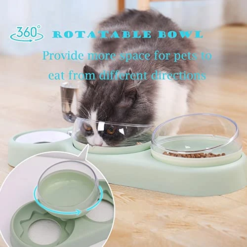 JiangYanus Raised Cat Bowls, 15° Tilted Cat Puppy Food And Water Bowl Set With Automatic Water Dispenser Bottle Cat Dish For Cat Small Medium Dogs (Pink) 5 JiangYanus Raised Cat Bowls, 15° Tilted Cat Puppy Food And Water Bowl Set With Automatic Water Dispenser Bottle Cat Dish For Cat Small Medium Dogs (Pink) - Image 3
