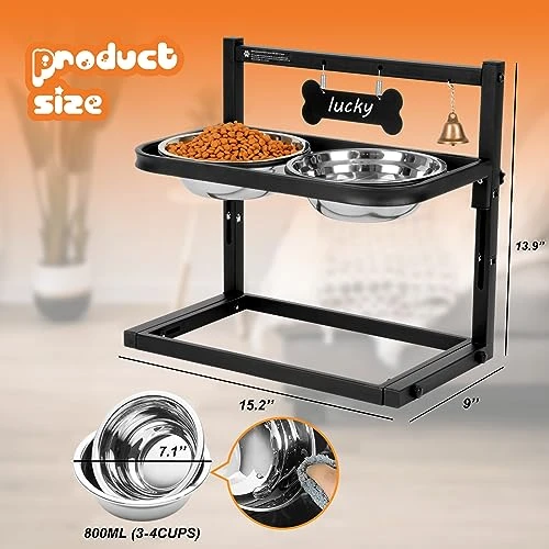SHAINFUN Elevated Dog Bowls For Medium Dogs And Cats - Raised Cat Or Dog Bowl Stand With Adjustable Height And Two Stainless Steel Food Bowls - Ideal For Medium And Small Dogs And Cats. 6 SHAINFUN Elevated Dog Bowls For Medium Dogs And Cats - Raised Cat Or Dog Bowl Stand With Adjustable Height And Two Stainless Steel Food Bowls - Ideal For Medium And Small Dogs And Cats. - Image 4