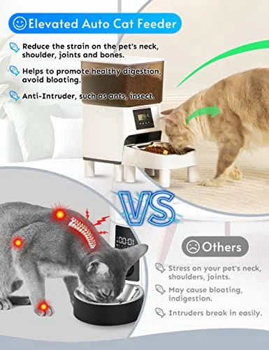 WUIPET Elevated Automatic Cat Feeders - 17 Cups Auto Pet Dry Food Dispenser For Cats And Dogs - Raised Programmable Timed Cat Feeder With Voice Recorder - 4 Meals Per Day And Portion Control 4 WUIPET Elevated Automatic Cat Feeders - 17 Cups Auto Pet Dry Food Dispenser For Cats And Dogs - Raised Programmable Timed Cat Feeder With Voice Recorder - 4 Meals Per Day And Portion Control - Image 2
