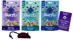 Blue Buffalo Bursts Natural Crunchy Creamy Treats For Cats 3 Flavor Variety | (1) Each: Liver Beef, Seafood, Chicken (2 Ounces) | Plus Catnip Toy And Fun Facts Booklet Bundle -Pet Products Shop 51lSW4hgCZL