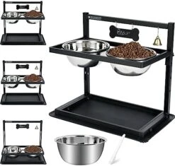 SHAINFUN Elevated Dog Bowls For Medium Dogs And Cats - Raised Cat Or Dog Bowl Stand With Adjustable Height And Two Stainless Steel Food Bowls - Ideal For Medium And Small Dogs And Cats. 13 SHAINFUN Elevated Dog Bowls For Medium Dogs And Cats - Raised Cat Or Dog Bowl Stand With Adjustable Height And Two Stainless Steel Food Bowls - Ideal For Medium And Small Dogs And Cats. -Pet Products Shop 51lhYvo P7L. AC