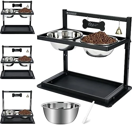 SHAINFUN Elevated Dog Bowls For Medium Dogs And Cats - Raised Cat Or Dog Bowl Stand With Adjustable Height And Two Stainless Steel Food Bowls - Ideal For Medium And Small Dogs And Cats. 8 SHAINFUN Elevated Dog Bowls For Medium Dogs And Cats - Raised Cat Or Dog Bowl Stand With Adjustable Height And Two Stainless Steel Food Bowls - Ideal For Medium And Small Dogs And Cats. - Image 6