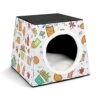 Printed Cat Cube Kitty House Indoor Cats Bed Cat Sofa Small Dogs Shelter Warm And Cozy Fried Chicken Foods -Pet Products Shop 51lja4yOpNL