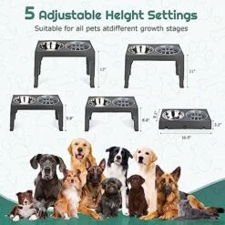 ODRIEW Elevated Dog Bowls, 5 Adjustable Heights Raised Dog Bowl Stand With 2 Stainless Steel Dog Food Bowls And 1 Slow Food Bowl, Tiltable Neck Guard For Small Medium Large Pets Dogs And Cats (Grey) 10 ODRIEW Elevated Dog Bowls, 5 Adjustable Heights Raised Dog Bowl Stand With 2 Stainless Steel Dog Food Bowls And 1 Slow Food Bowl, Tiltable Neck Guard For Small Medium Large Pets Dogs And Cats (Grey) -Pet Products Shop 51m49dBiFjL