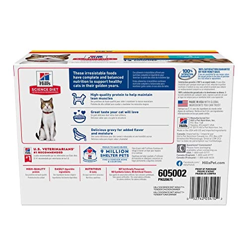 Hill's Science Diet Senior 7+ Wet Cat Food Pouches, Variety Pack, Chicken And Tuna, 2.8 Oz., 12-Pack 4 Hill's Science Diet Senior 7+ Wet Cat Food Pouches, Variety Pack, Chicken And Tuna, 2.8 Oz., 12-Pack - Image 2