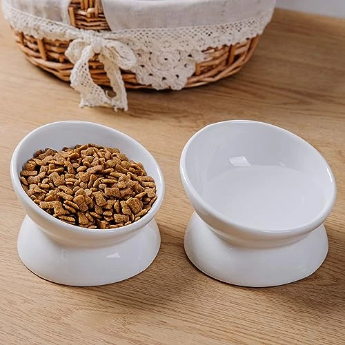 KITCHENLESTAR Cat Food Bowl 6", Elevated Tilted Cat Bowl, Raised Cat Bowls For Adult Cats Or Dogs, Ceramic Pet Food Water Dish 8 Oz, (White) 6 KITCHENLESTAR Cat Food Bowl 6", Elevated Tilted Cat Bowl, Raised Cat Bowls For Adult Cats Or Dogs, Ceramic Pet Food Water Dish 8 Oz, (White) - Image 4