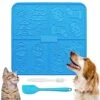 Femont X Large Licking Mat For Dog Slow Feeder Mat With 165 Strong Suction Cups For Peanut Butter,BPA Free Lick Pad For Pet Relieving Anxiety,Boredom,Grooming,Training(Blue,1 Spatula,1 Brush) -Pet Products Shop 51oFMgRvZnL