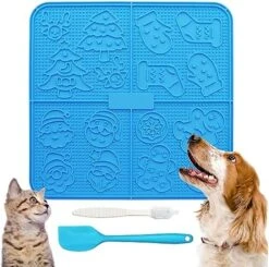 Femont X Large Licking Mat For Dog Slow Feeder Mat With 165 Strong Suction Cups For Peanut Butter,BPA Free Lick Pad For Pet Relieving Anxiety,Boredom,Grooming,Training(Blue,1 Spatula,1 Brush) -Pet Products Shop 51oFMgRvZnL. AC