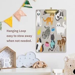 Cute Kitty Cat With Cat Breeds Toys And Food Plastic Clipboard Lovely Cat Kitchen Clipboards Low Profile Clip Boards For Students Office Man Woman Kids Standard A4 Letter Size 12.5x9 Inch Silver -Pet Products Shop 51ocq8uo22L