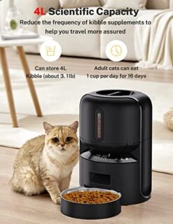 SHareconn Timed Automatic Cat Feeders - 4L Dry Food Dispenser For Cat & Dog, Up To 120 Portions 6 Meals Per Day Pet Feeder, With Desiccant Bag Feeding Bowl Dual Power & 10S Voice Recorder Dog Feeder -Pet Products Shop 51p0CbxRv9L
