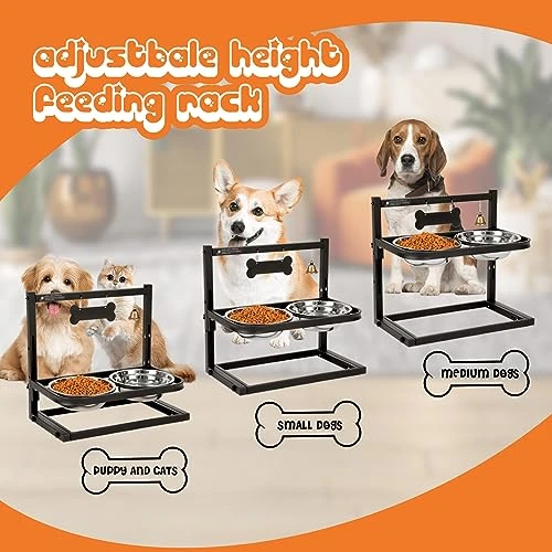 SHAINFUN Elevated Dog Bowls For Medium Dogs And Cats - Raised Cat Or Dog Bowl Stand With Adjustable Height And Two Stainless Steel Food Bowls - Ideal For Medium And Small Dogs And Cats. 4 SHAINFUN Elevated Dog Bowls For Medium Dogs And Cats - Raised Cat Or Dog Bowl Stand With Adjustable Height And Two Stainless Steel Food Bowls - Ideal For Medium And Small Dogs And Cats. - Image 2