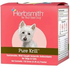 Herbsmith Pure Krill - Wild-Caught Antarctic Krill - Just 1 Ingredient - Astaxanthin For Dogs - Ready-to-Use Omega 3s โ Alternative To Krill Oil For Dogs - 150g
