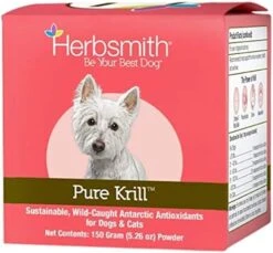 Herbsmith Pure Krill - Wild-Caught Antarctic Krill - Just 1 Ingredient - Astaxanthin For Dogs - Ready-to-Use Omega 3s – Alternative To Krill Oil For Dogs - 150g -Pet Products Shop 51pNT0yjGBL. AC
