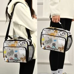 Eionryn Cute Kitty Cat With Cat Breeds Toys And Food Lunch Bags Lovely Cat Kitchen Lunch Box Insulated Cooler Bag Reusable Tote Shoulder Bag For Outdoor Picnic Meal Office -Pet Products Shop 51pfAvZro6L