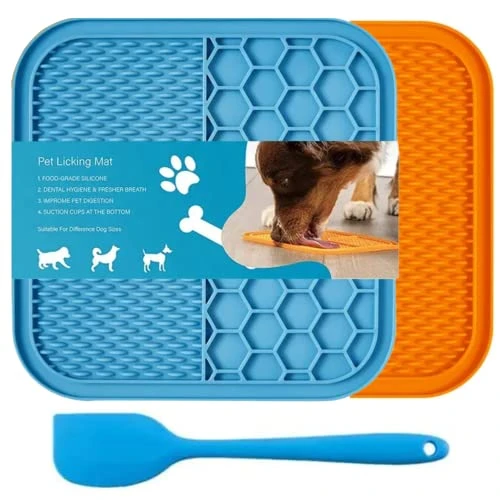 GENERIC Lick Mat For Dog And Cat, 2 Pack With Suction And Spatula, Anxiety And Boredom Relief, Great For Peanut Butter Blue, Orange 2 GENERIC Lick Mat For Dog And Cat, 2 Pack With Suction And Spatula, Anxiety And Boredom Relief, Great For Peanut Butter Blue, Orange