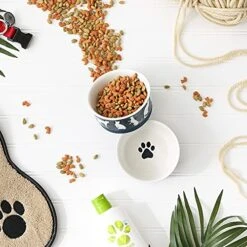 Bone Dry Ceramic Pet Silhouette Collection, Small Set, 4.25x2, Navy, Cat's Meow, 2 Piece (Pack Of 2) -Pet Products Shop 51rzcZefL6L