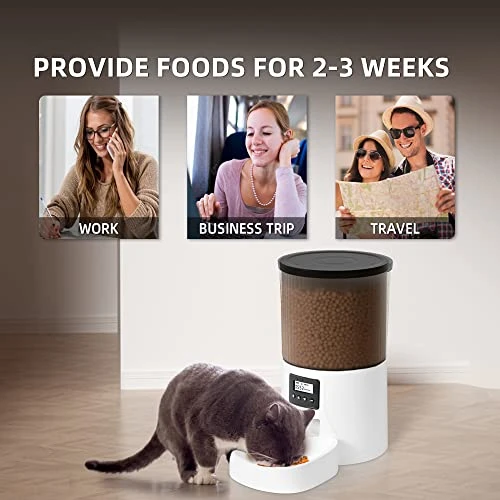 Automatic Cat Feeder 4L, Timed Cat Feeder With Desiccant Bag For Dry Food, Dog Dispenser Portion Control 1-4 Meals Daily, 10s Voice Recorder (4L, Transparent Black) 4 Automatic Cat Feeder 4L, Timed Cat Feeder With Desiccant Bag For Dry Food, Dog Dispenser Portion Control 1-4 Meals Daily, 10s Voice Recorder (4L, Transparent Black) - Image 2