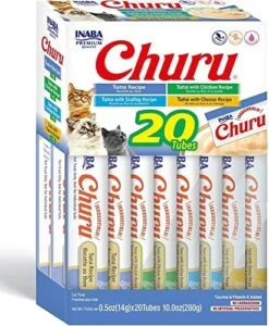 INABA Churu Cat Treats, Grain-Free, Lickable, Squeezable Creamy Purée Cat Treat/Topper With Vitamin E & Taurine, 0.5 Ounces Each Tube, 20 Tubes, Seafood Variety Box 15 INABA Churu Cat Treats, Grain-Free, Lickable, Squeezable Creamy Purée Cat Treat/Topper With Vitamin E & Taurine, 0.5 Ounces Each Tube, 20 Tubes, Seafood Variety Box -Pet Products Shop 51t7Bz2UlL. AC