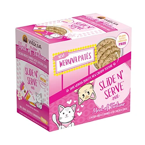 Weruva Slide N' Serve Paté Wet Cat Food, Meal Of Fortune Chicken Dinner With Chicken Liver 2.8oz Pouch (Pack Of 12), Pink 4 Weruva Slide N' Serve Paté Wet Cat Food, Meal Of Fortune Chicken Dinner With Chicken Liver 2.8oz Pouch (Pack Of 12), Pink - Image 2