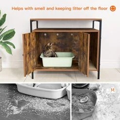 Pshelfy Litter Box Enclosure, Modern Cat Litter Box Furniture Hidden, Wooden Cat Washroom Storage Bench, Hidden Cat Litter Cabinet, For Living Room, Bedroom, Entrance Hallway, Rustic Brown -Pet Products Shop 51tMITTNSYL