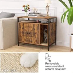 Pshelfy Litter Box Enclosure, Modern Cat Litter Box Furniture Hidden, Wooden Cat Washroom Storage Bench, Hidden Cat Litter Cabinet, For Living Room, Bedroom, Entrance Hallway, Rustic Brown -Pet Products Shop 51tULUGUVGL