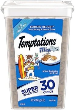 TEMPTATIONS MixUps Crunchy And Soft Cat Treats, Surfer's Delight Flavor, 30 Oz. Tub -Pet Products Shop 51unc2uN 0L. AC