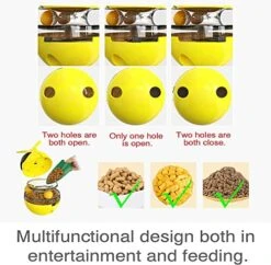 PUINGREN Cat Food Tumbler Toys Cat Food Dispenser Cat Treat Toys Cat Food Balance Ball,Cat Food Puzzle Feeder For Indoor Cats InteractiveToy Gift For Kitten/Dogs-USB Charging Cat Toys(Yellow) -Pet Products Shop 51uo3Y1haGL