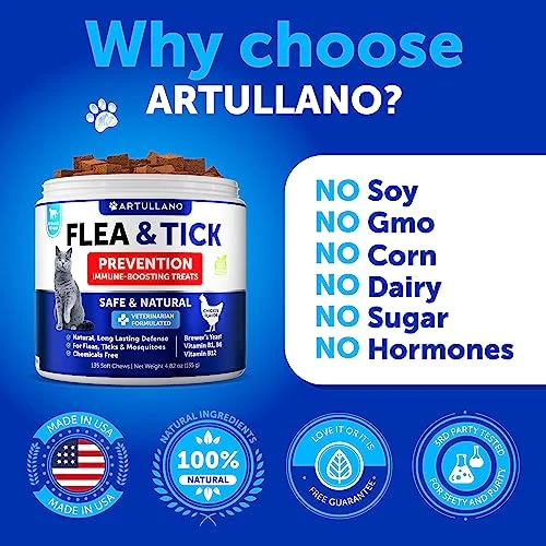 Flea And Tick Prevention For Cats Chewables - Made In USA - Natural Flea And Tick Supplement For Cats - Oral Flea Pills For Cats - Pest Defense - All Breeds And Ages 7 Flea And Tick Prevention For Cats Chewables - Made In USA - Natural Flea And Tick Supplement For Cats - Oral Flea Pills For Cats - Pest Defense - All Breeds And Ages - Image 5