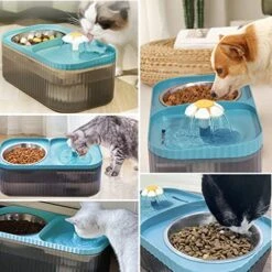 Suertree Cat Fountain Water Bowl Stainless Steel, 101oz/3L Automatic Pet Water Fountain, Dog Water Dispenser Cat Feeding Watering Supplies With 2 Filters For Cats, Dogs, Pets Blue -Pet Products Shop 51vZfWdvsEL