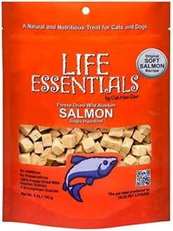 LIFE ESSENTIALS BY CAT-MAN-DOO All Natural Freeze Dried Wild Alaskan Salmon Treats For Cats & Dogs - Single Ingredient No Grain Snack With No Additives Or Preservatives, 5 Ounce Bag -Pet Products Shop 51wZFC4aJfL. AC