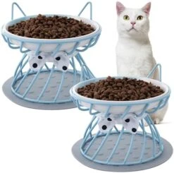 Dorakitten 2Pcs Elevated Cat Bowls With Non-Slip Mat, Protects Cat’s Spine, Anti-Vomiting Raised Cat Food Plates With Cute Cat Ear Stand, Shallow & Wide Ceramic Cat Dishes To Prevent Whisker Fatigue -Pet Products Shop 51y2sqbsQOL. AC