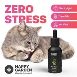 HAPPY GARDEN Natural Cat Calming Drops With USA Made Hemp Oil For Anxiety And Pain Relief, Travel Sedatives - Support Your Cat's Health -Pet Products Shop 51yDBT45W1L