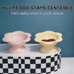 Ceramic Raised Cat Food Bowl, Tilted Flower Shaped Food Or Water Bowl For Cats And Small Dogs, Anti Vomiting Pet Feeder Dish Whisker Fatigue Cat Bowl, Butter Yellow 14 Ceramic Raised Cat Food Bowl, Tilted Flower Shaped Food Or Water Bowl For Cats And Small Dogs, Anti Vomiting Pet Feeder Dish Whisker Fatigue Cat Bowl, Butter Yellow -Pet Products Shop 51yIdoa1L6L