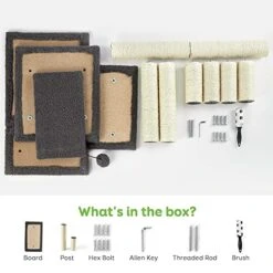 Pawque Dog Stairs & Cat Scratching Post Pet Steps For High Beds Couch, High-Strength Boards Holds Up To 150 Lbs For Indoor Small Cats Kittens Dogs Climbing Playing, 3 Combination Options, 3 Steps-Grey -Pet Products Shop 51zGmGogVsL